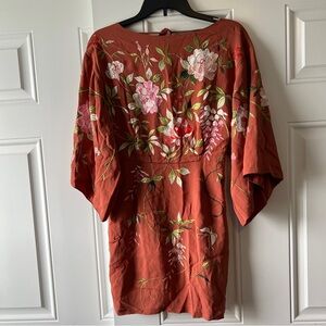 asos orange floral embroidered dress Size 4